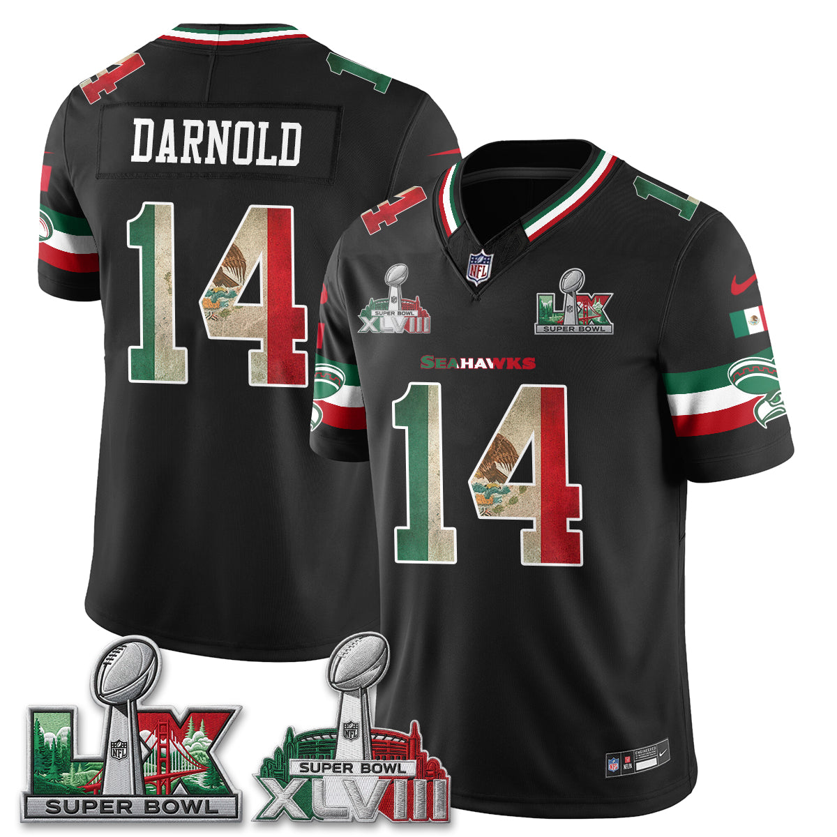 Seattle Seahawks Mexico Edition Vapor Jersey V2- Stitch-NQD