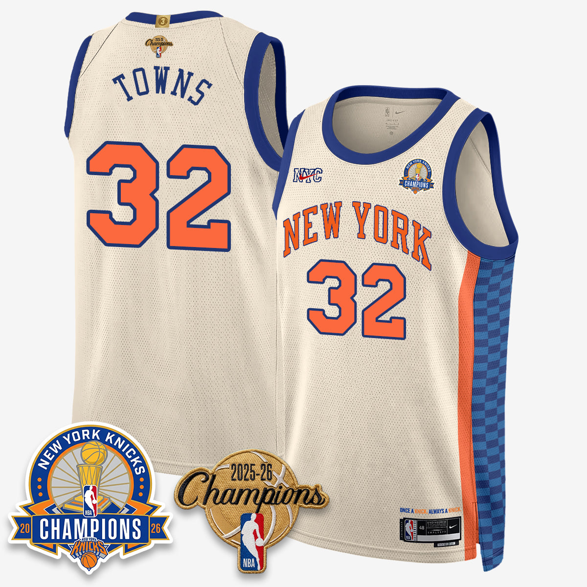 New York Knicks 2026 Basketball Champions Gold Edition Vapor Jersey- Stitched