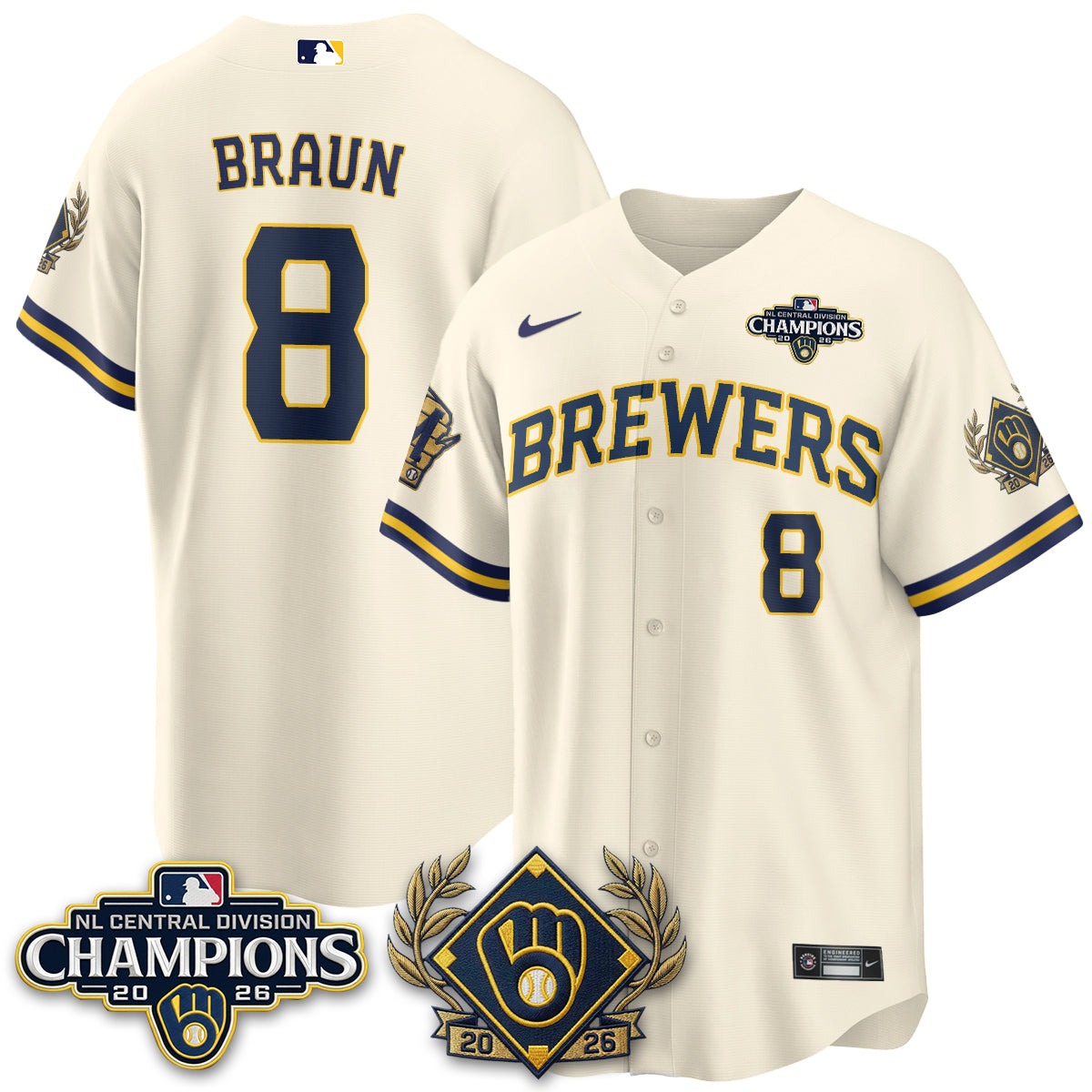 MIL 2026 NL Division Champs Vapor Blue Jersey - Stitched