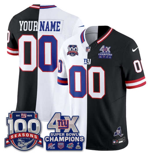 New York Giants 4X SBowl Split Edition Vapor Custom Jersey - Stitched