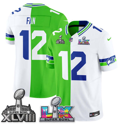 Seattle Seahawks Throwback 2 SB Patches Vapor Jersey - Stitched-NQD