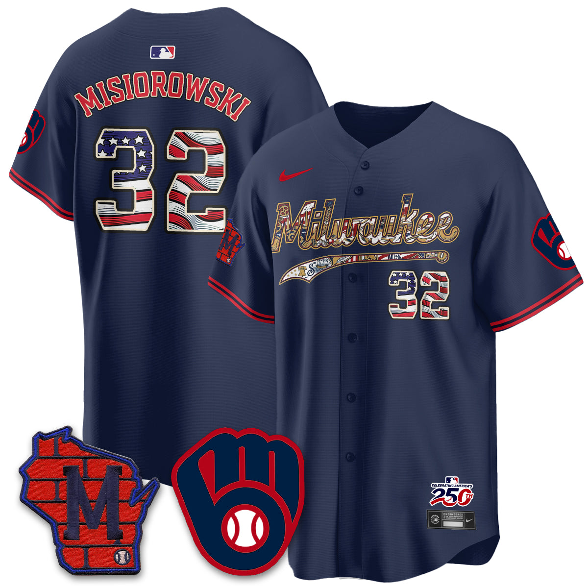 Milwaukee Brewers 2026 Independence Day USA Vapor Limited Jersey - Stitched