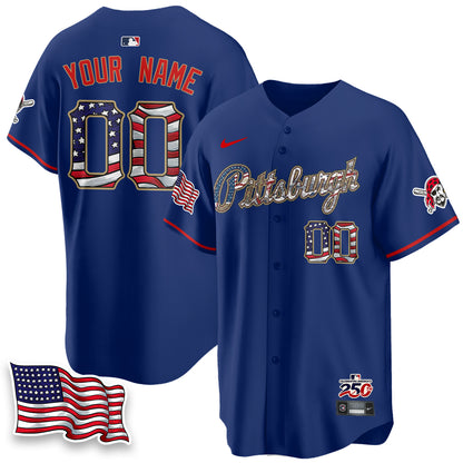 Pittsburgh Pirates 2026 Independence Day USA Vapor Limited Custom Jersey - Stitched