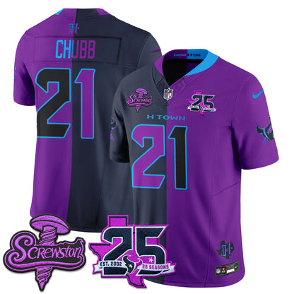 Houston Texans DJ Screw Split Vapor Jersey - Stitched