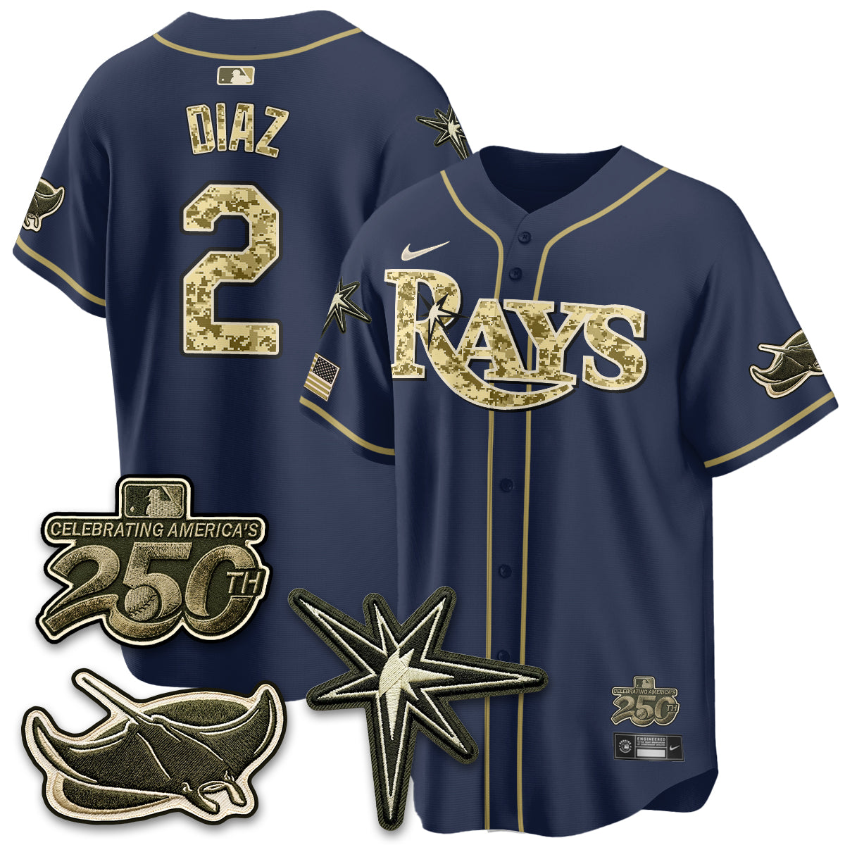 Tampa Bay Rays 2026 Armed Forces Day Jersey V2 - Stitched