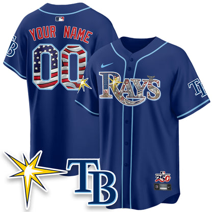 Tampa Bay Rays Independence Day USA 2026 Vapor Limited Custom Jersey - Stitched