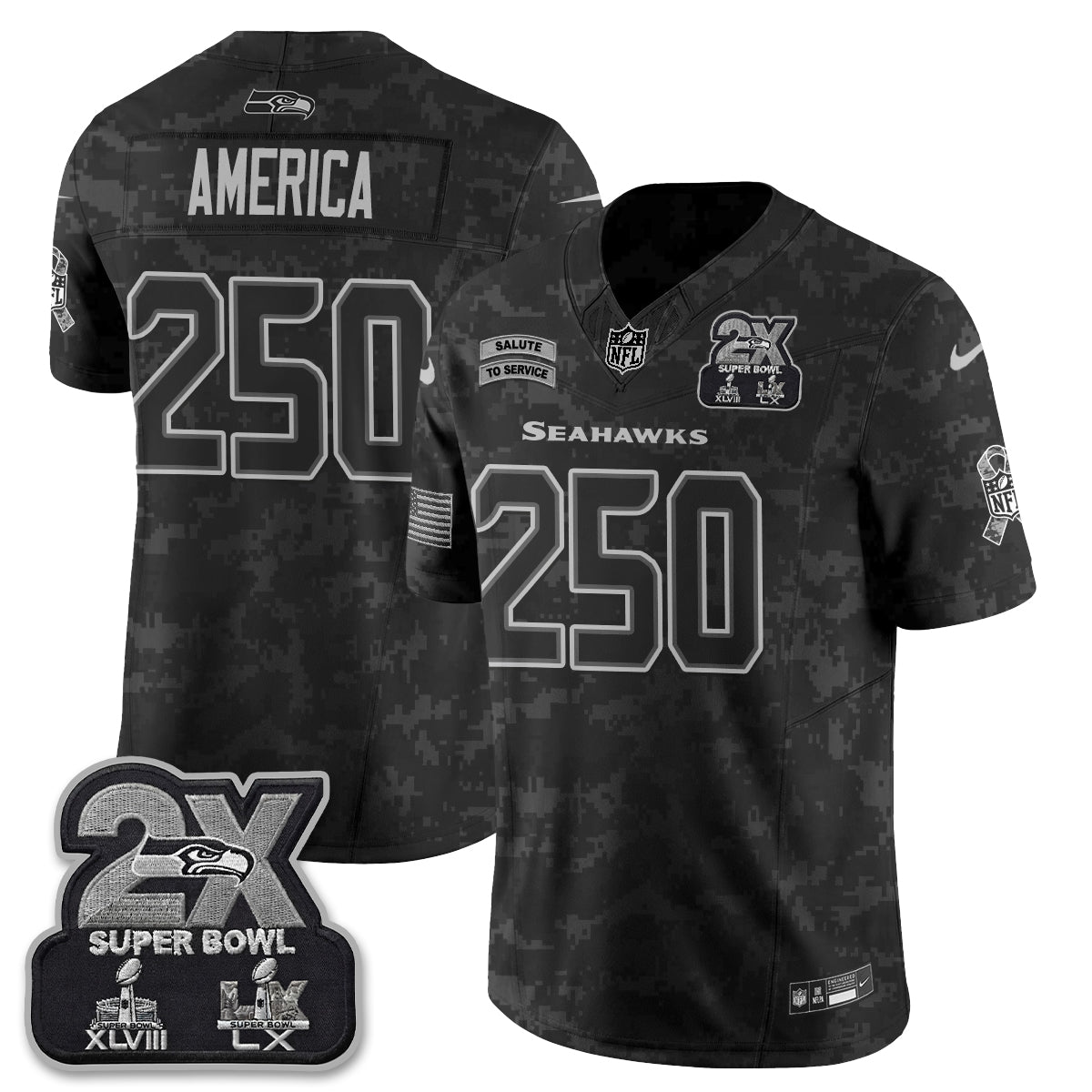 Seattle Seahawks 2026 Salute to Service Vapor Jersey - Stitched