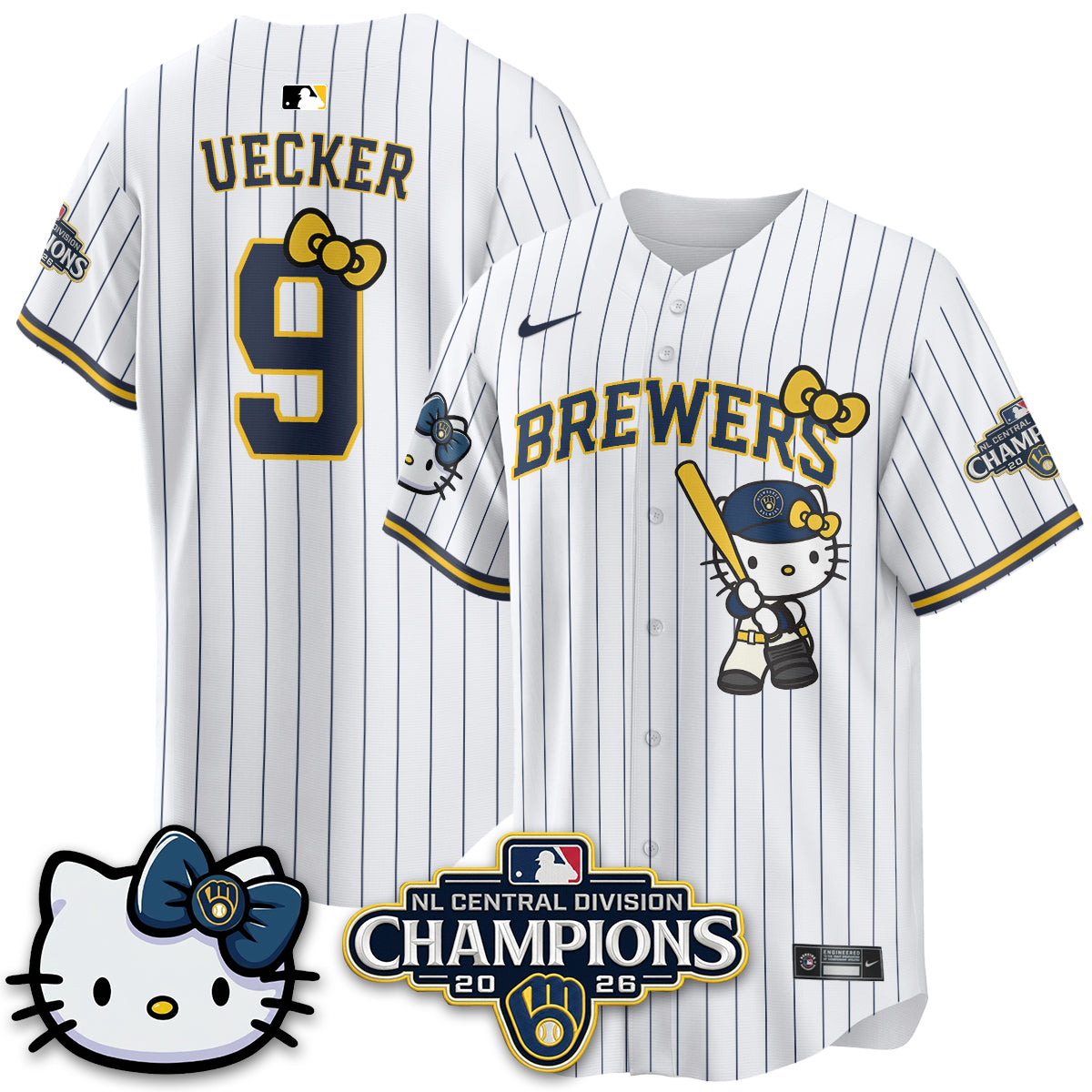 Milwaukee Brewers NL Central Champs x Meow KT Vapor Pink Jersey - Stitched