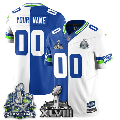 Seattle Seahawks S.Bowl Champs Split Edition Vapor Custom Jersey - Stitch