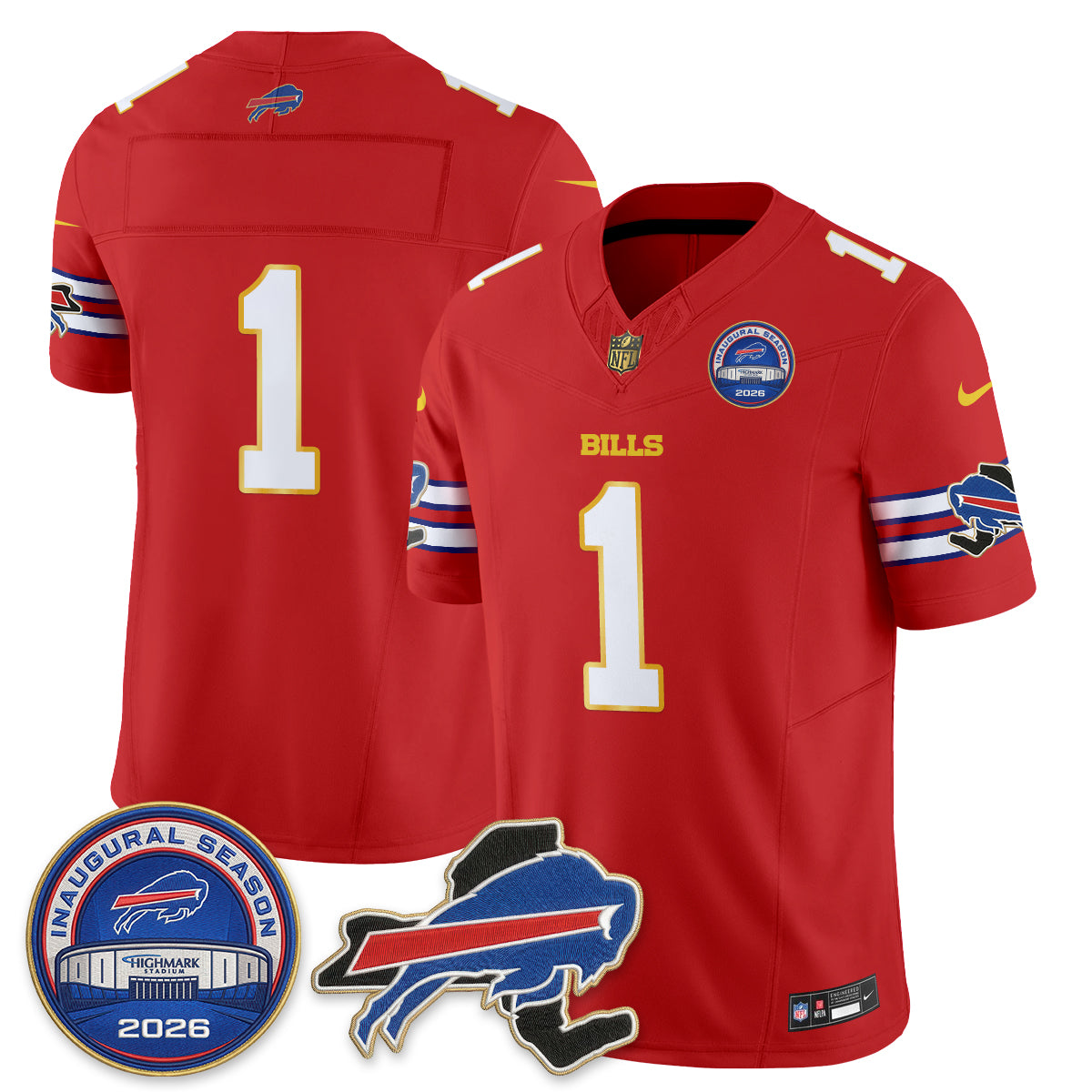 Buffalo Bills 2026 Gold Trim Edition Vapor Jersey - Stitched