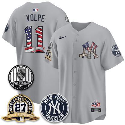 New York Yankees Independence Day USA Vapor Limited Jersey - Stitched
