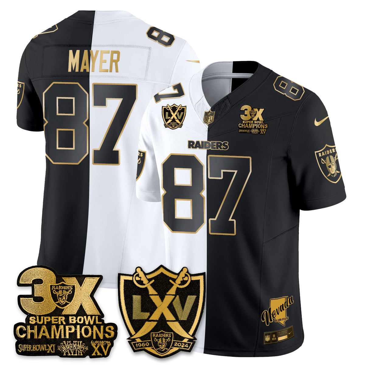 Las Vegas Raiders Split Edition Vapor Jersey V2- Stitched