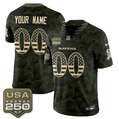 Baltimore Ravens 2026 Salute to Service Vapor Custom Jersey - Stitched