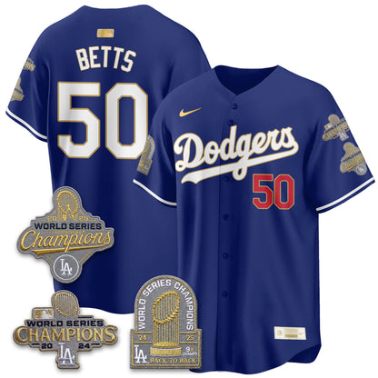 LAD Gold Collection Stadium Vapor Limited Jersey - Back to Back 9x Champs - Stitched