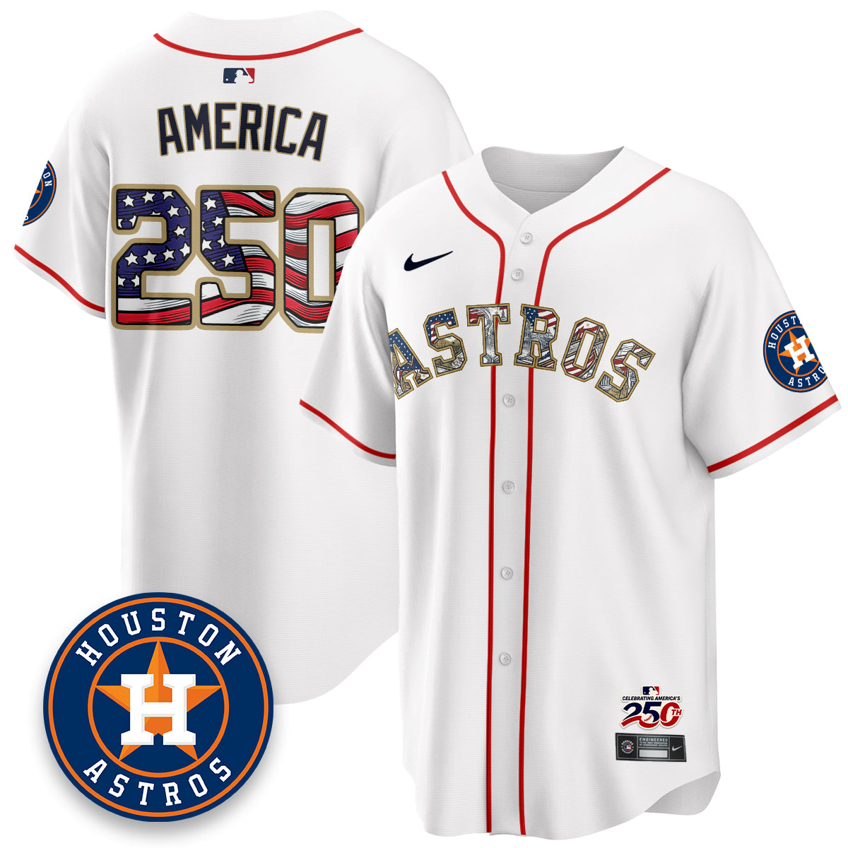 Houston Astros 2026 Independence Day USA Vapor Limited Jersey - Stitched