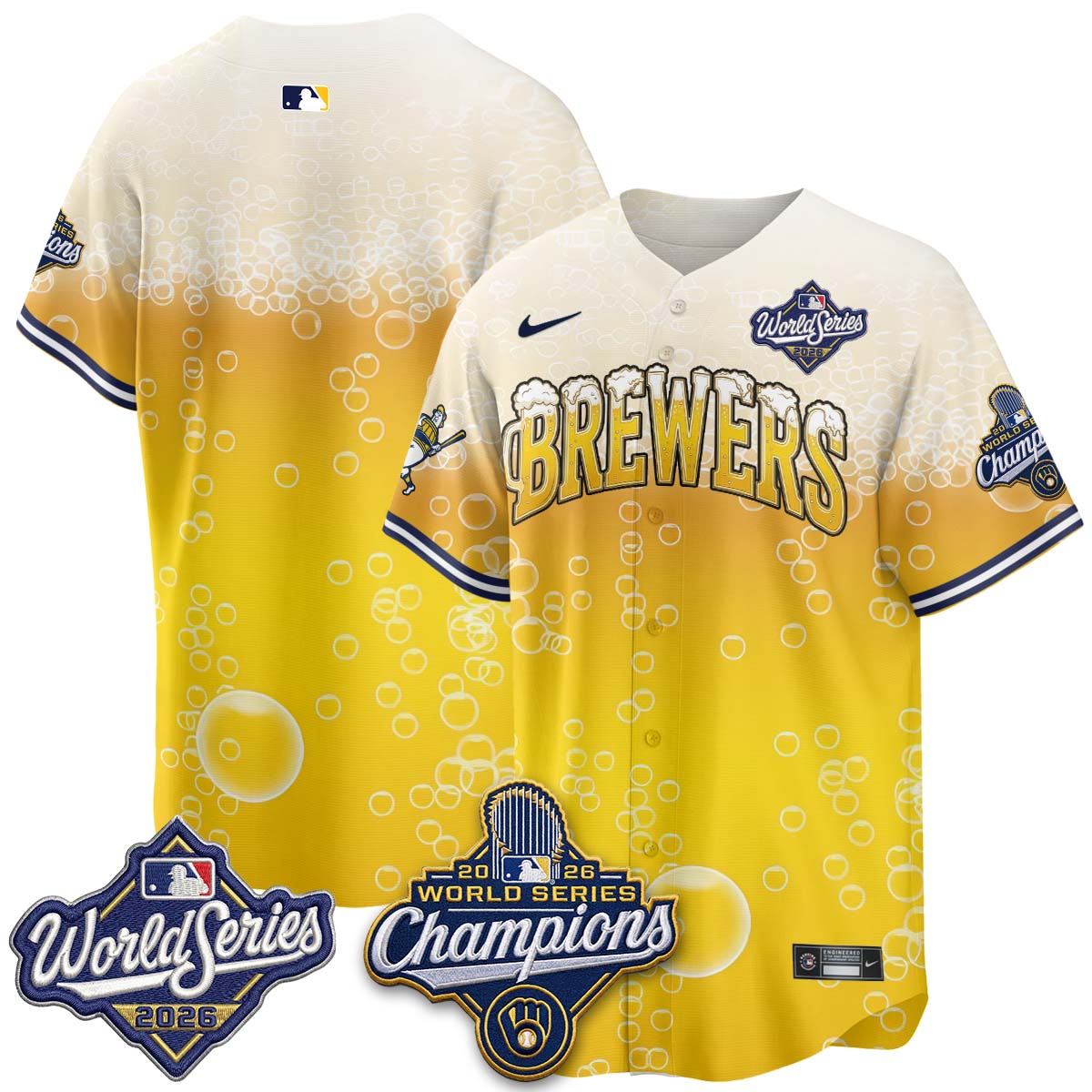 Milwaukee Brewers "Pitcher & Pint" 2026 WS Champions Vapor Jersey - Stitched