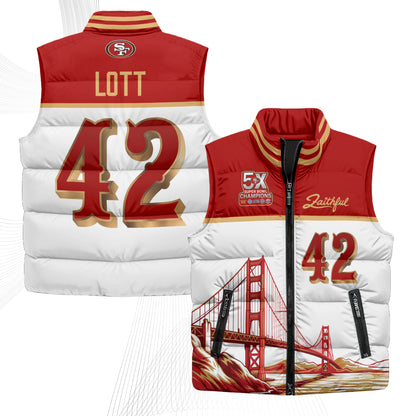 San Francisco 49ers Faithful Puffer Vest - Printed
