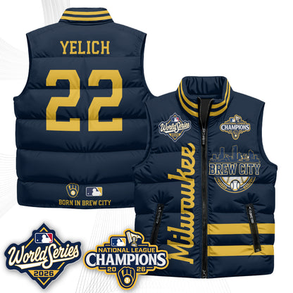 Milwaukee Brewers 2026 NL Champions Puffer Vest - Printed