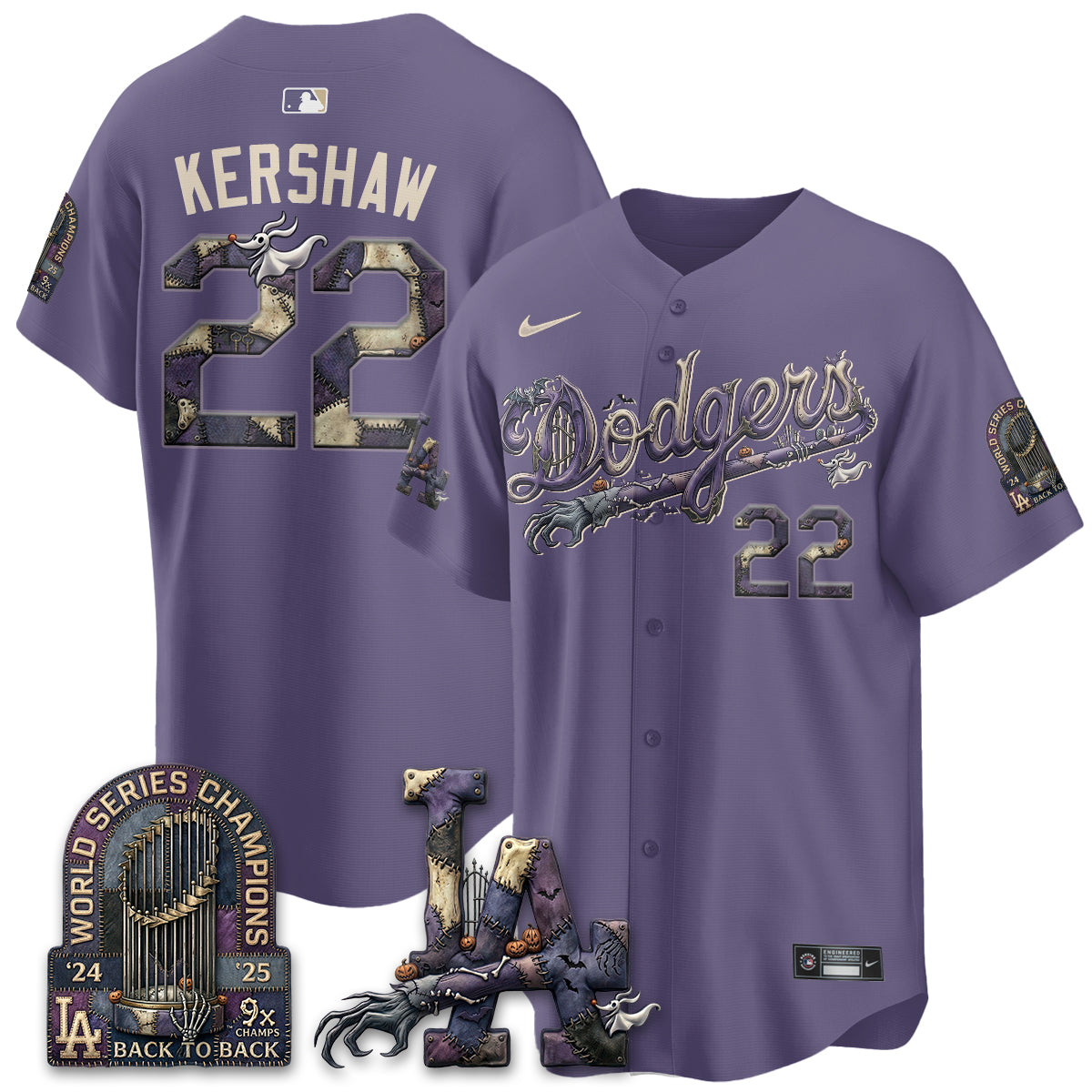 Los Angeles Dodgers Nightmare Edition Vapor Jersey - Stitched