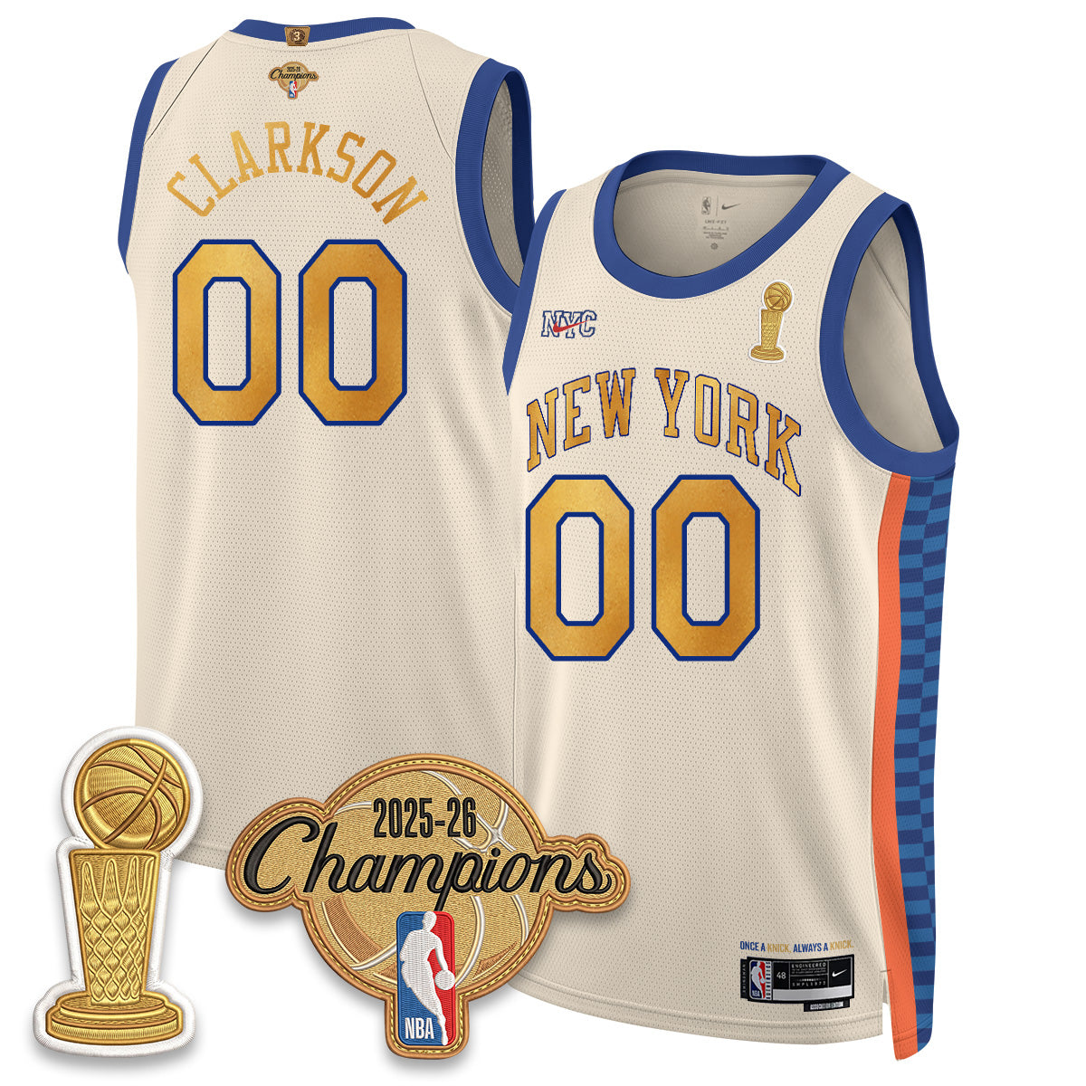 New York Knicks Champions Night Vapor Jersey - Stitched-NQD