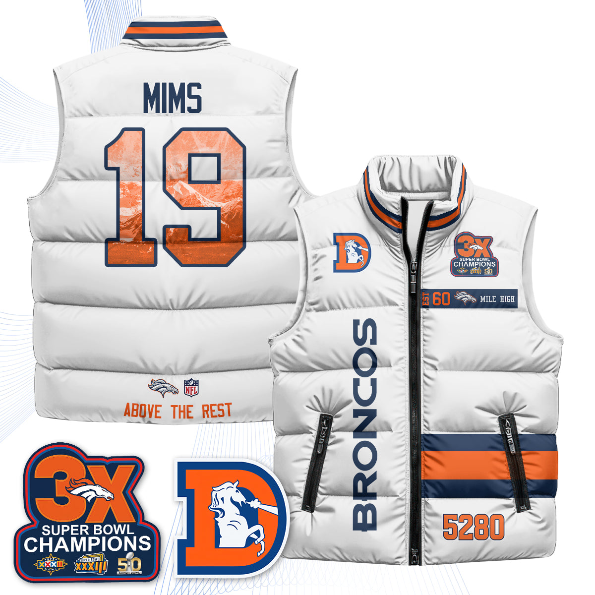 Denver Broncos "Mile High" Puffer Vest - Printed
