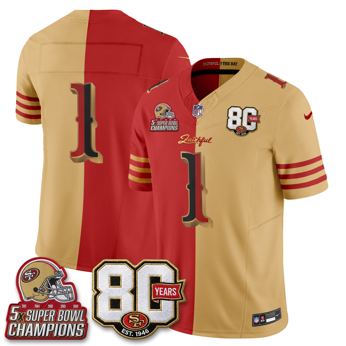 San Francisco 49ers Rivalries Split Edition Vapor Jersey - Stitched