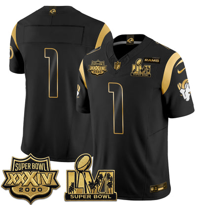 Los Angeles Rams SBowl Champs Gold Vapor Jersey - Stitched