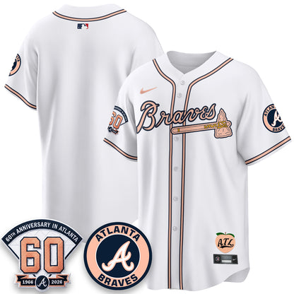 Atlanta Braves 60th Anniversary Peach Edition Vapor Premier Limited Jersey - All Stitched (1)