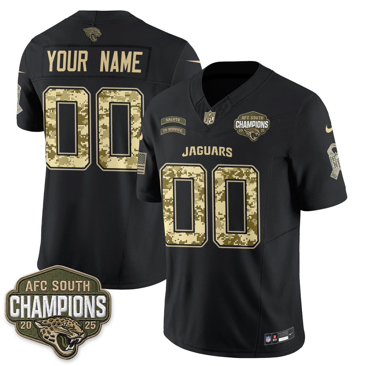 Jacksonville Jaguars 2026 Salute to Service V2 Vapor Custom Jersey - Stitched