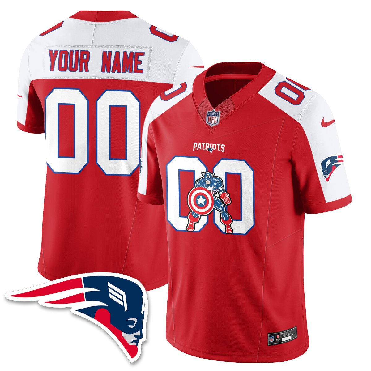 New England Patriots x Vibranium Shield Edition Vapor Custom Jersey - Stitched