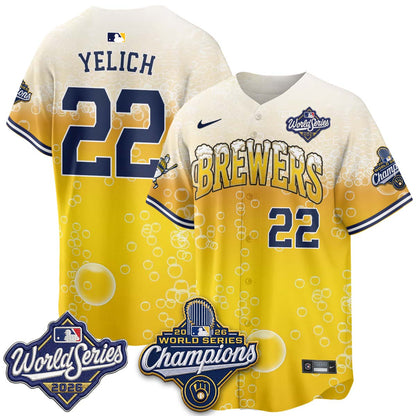 Milwaukee Brewers "Pitcher & Pint" 2026 WS Champions Vapor Jersey - Stitched