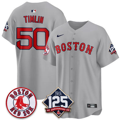 Boston Red Sox 125th Anniversary Patch Vapor Jersey - Stitched