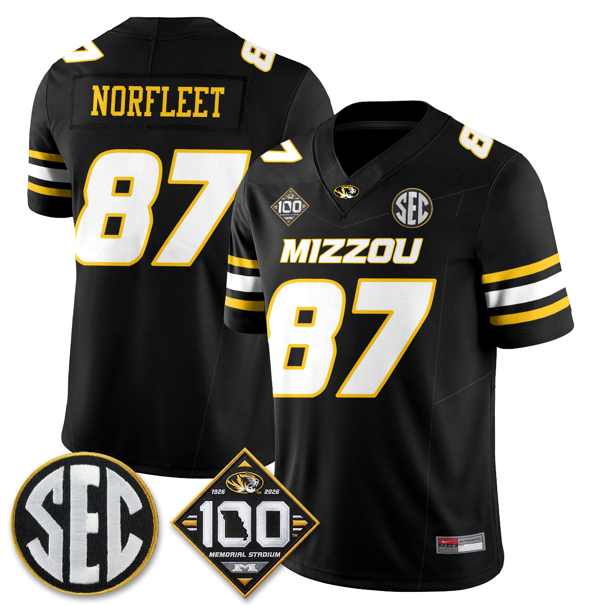Missouri Tigers 100th Anniversary of Memorial Stadium Vapor Jersey - Stitched
