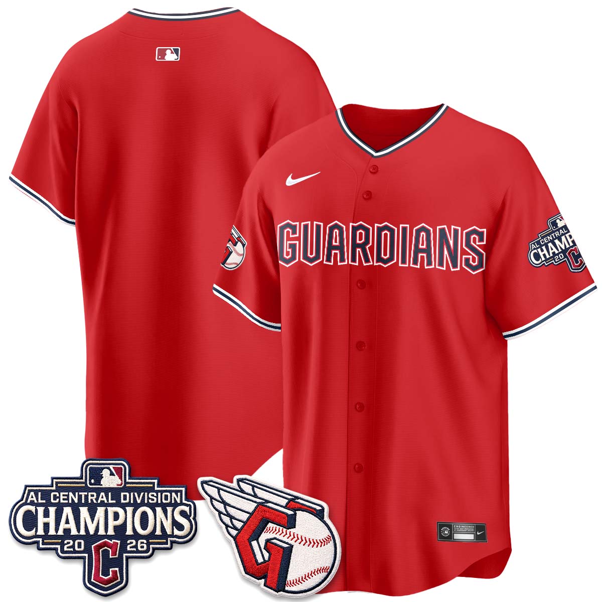 Cleveland Guardians 2026 AL Central Champs Vapor Jersey - Stitched