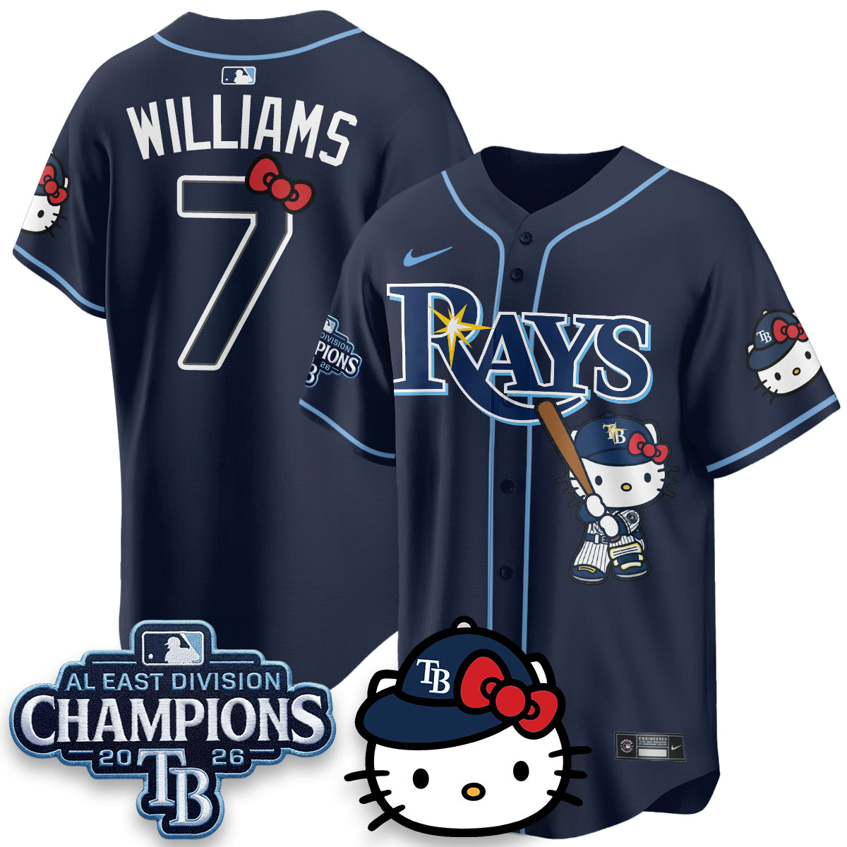 Tampa Bay Rays x Meow KT 2026 AL East Champs Vapor Jersey - Stitched-NQD