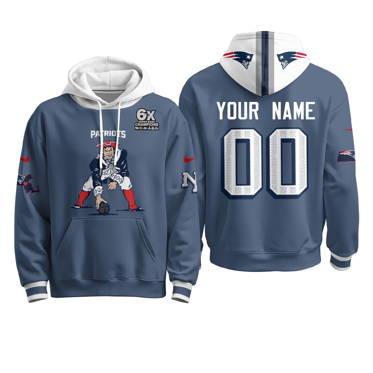 New England Patriots Minuteman Edition Custom Hoodie - Stitched