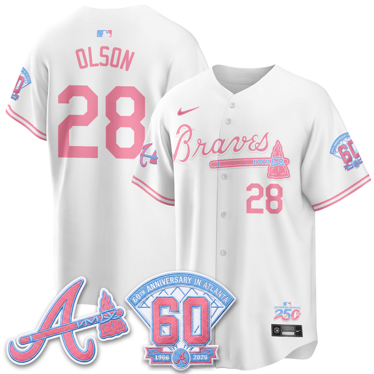 Atlanta Braves x Bubblegum Vapor Jersey - Stitched