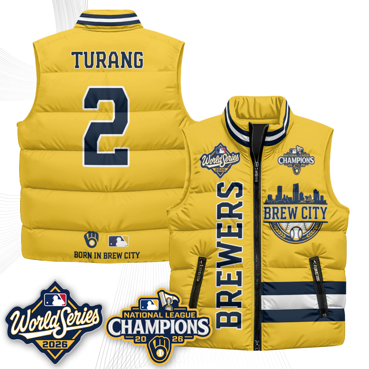 Milwaukee Brewers 2026 NL Champions Puffer Vest - Printed