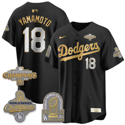 Los Angeles Dodgers 2026 NL West Champs Gold Vapor Jersey- Stitched