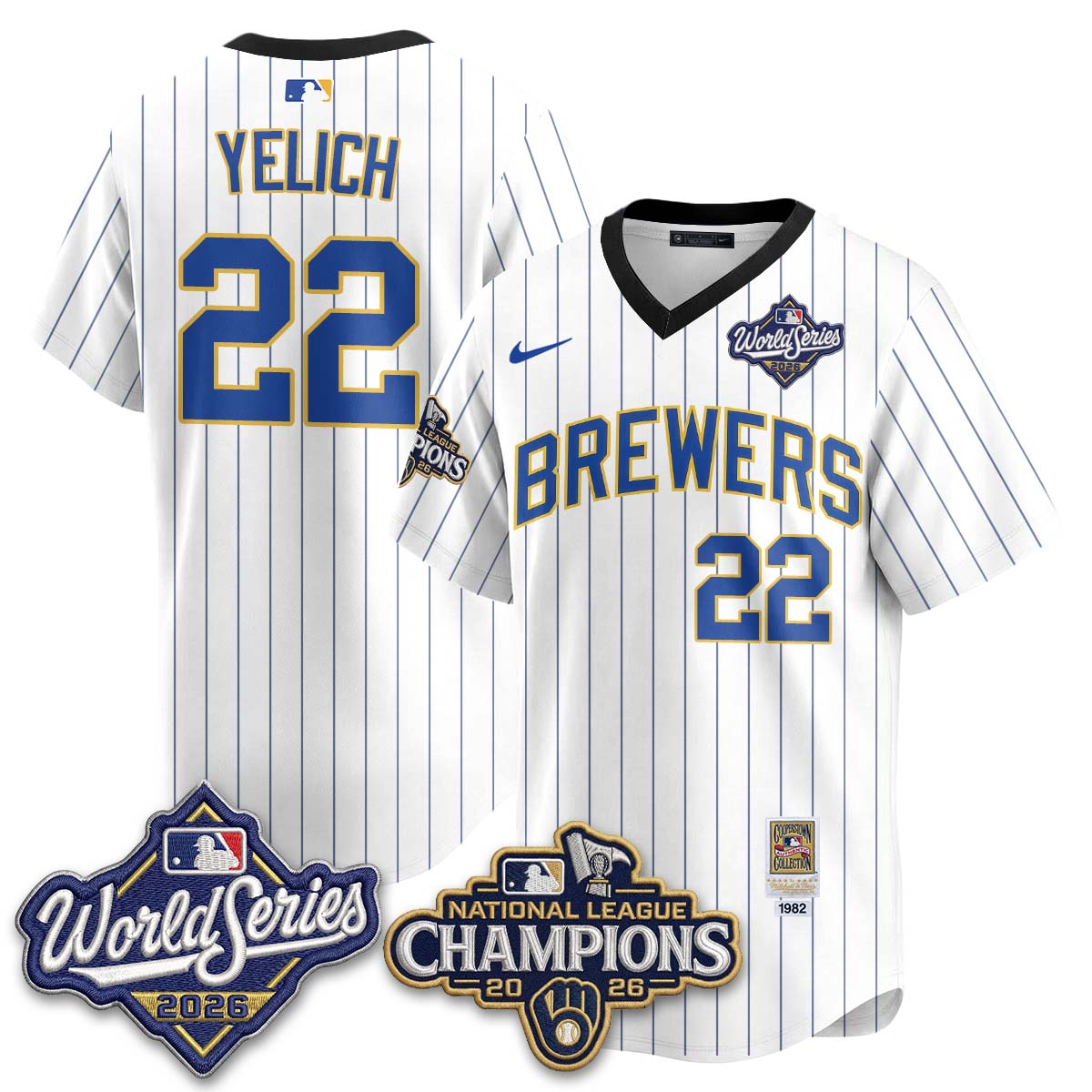 Milwaukee Brewers 2026 NL Champions Throwback Jersey - Stitched
