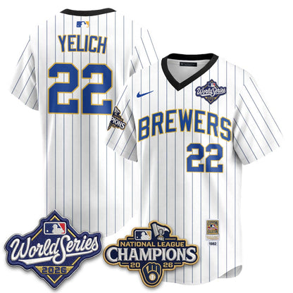 Milwaukee Brewers 2026 NL Champions Throwback Jersey - Stitched