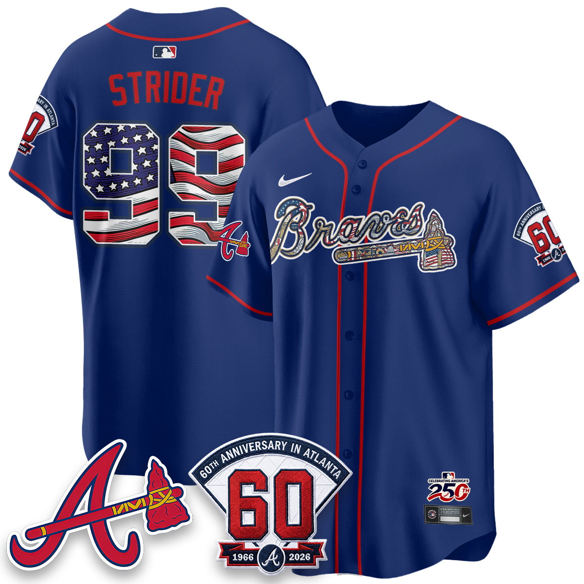 Atlanta Braves 2026 Independence Day USA Vapor Limited Jersey - Stitched