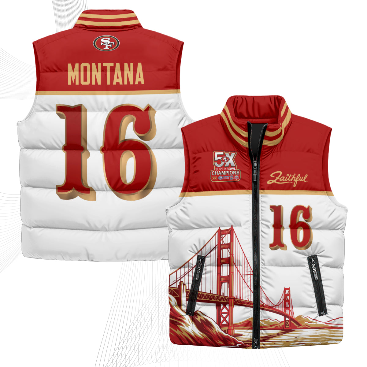 San Francisco 49ers Faithful Puffer Vest - Printed