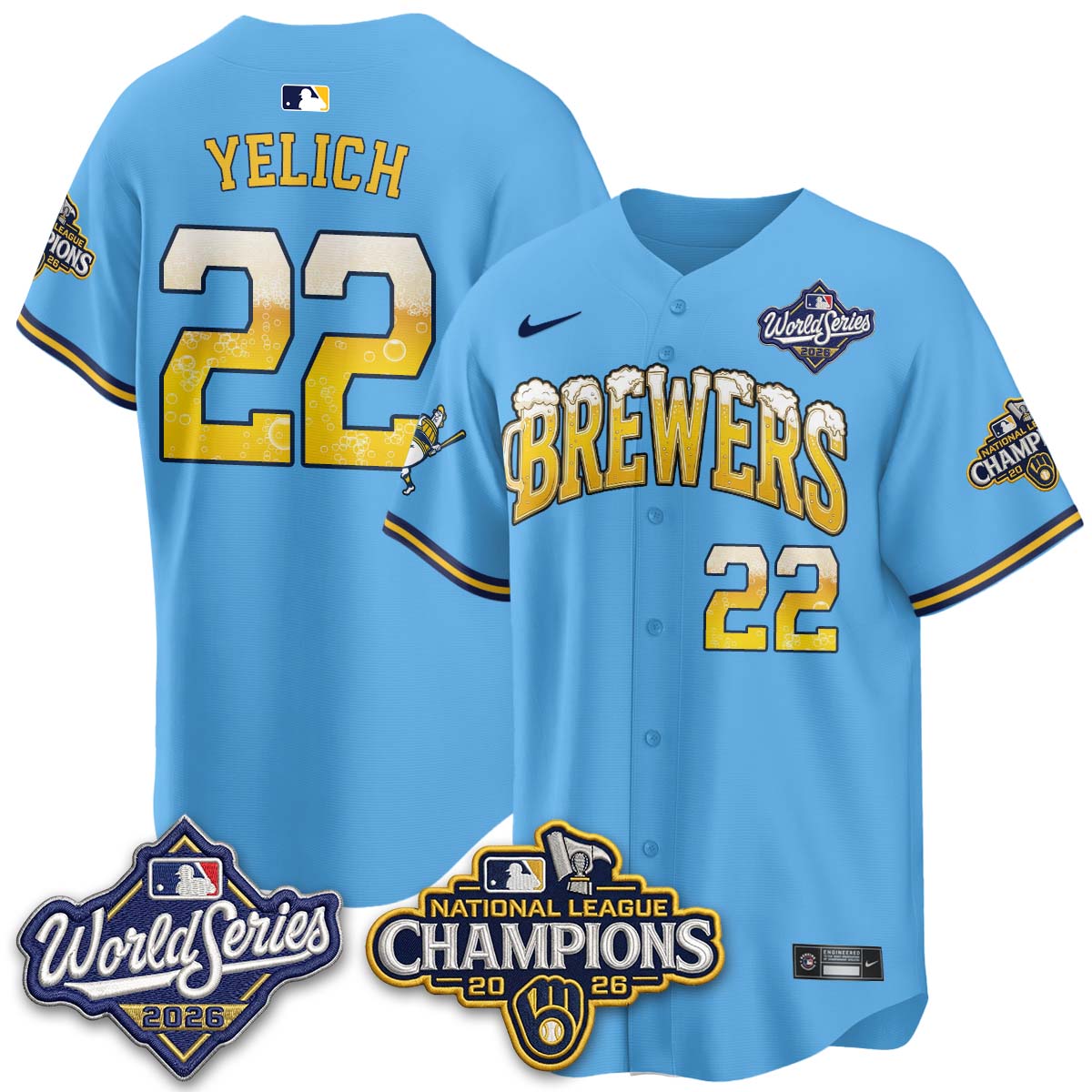 Milwaukee Brewers "Pitcher & Pint" WS26 & 2026 NL Champions Vapor Jersey - Stitched (V2)