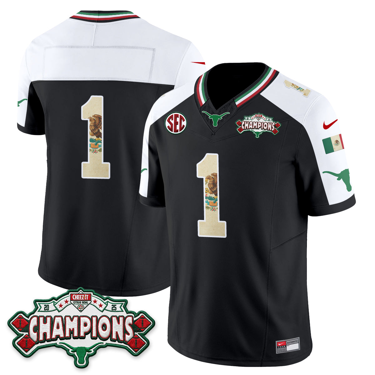 Texas Longhorns Mexico Edition Vapor Jersey - Stitched-NQD