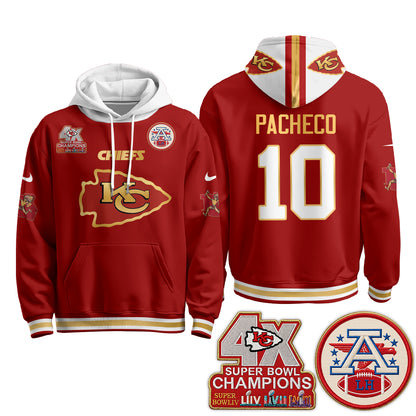 Kansas City Chiefs 4X Champs Gold Edition Hoodie - Stitched