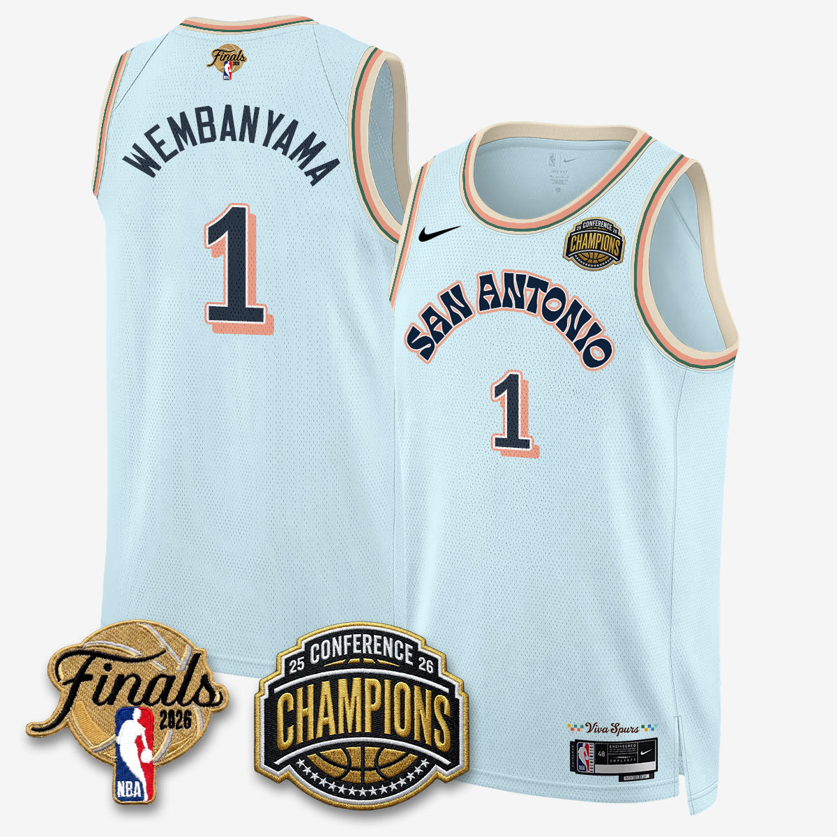 San Antonio Spurs 2026 NBA Western Conference Champions Vapor City Edition Jersey - Stitched