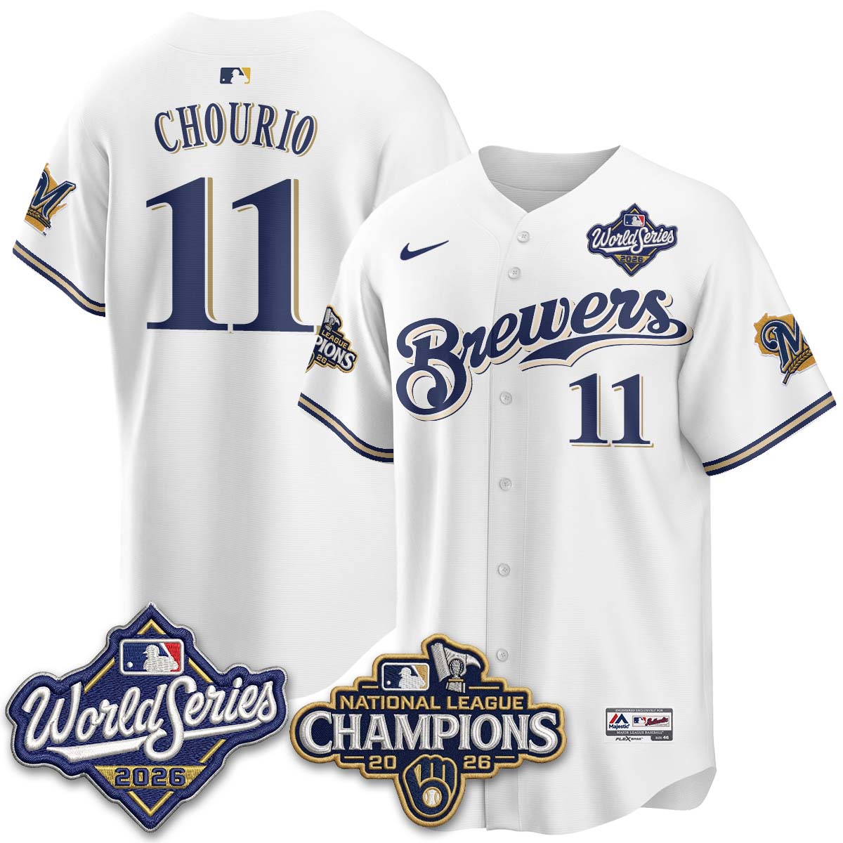 Milwaukee Brewers 2026 NL Champions Throwback Jersey - Stitched