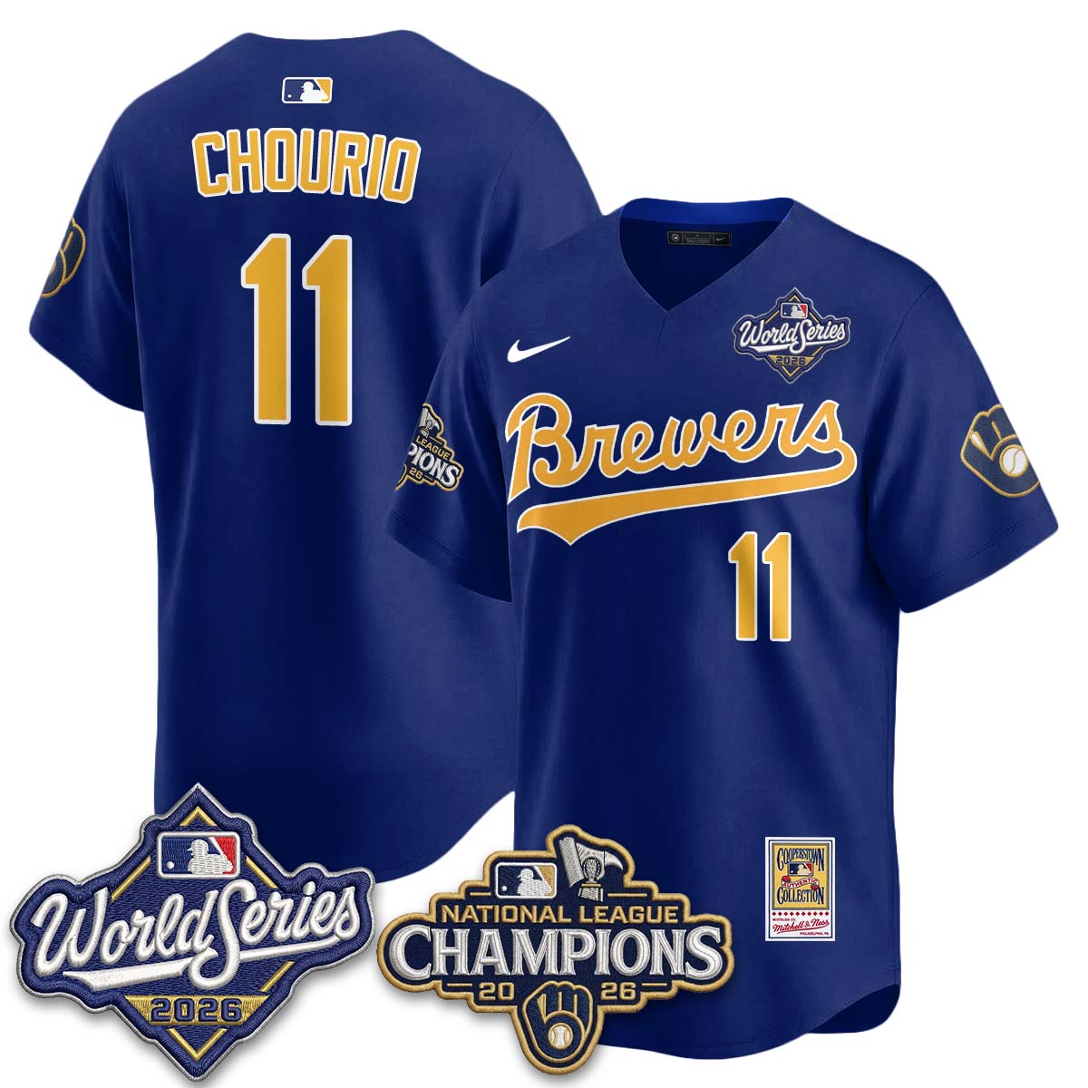 Milwaukee Brewers 2026 NL Champions Throwback Jersey - Stitched