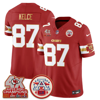 Kansas City Chiefs 4X Champs Gold Edition Vapor Jersey - Stitched
